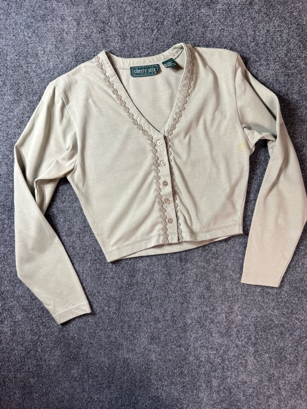 Cherry Stix Women's V-Neck Button Cardigan in Light Olive